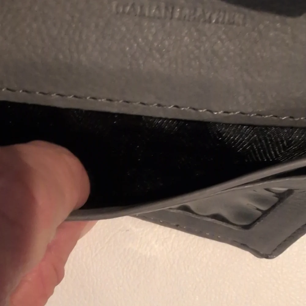 Black & Gray Italian Leather Card Holder